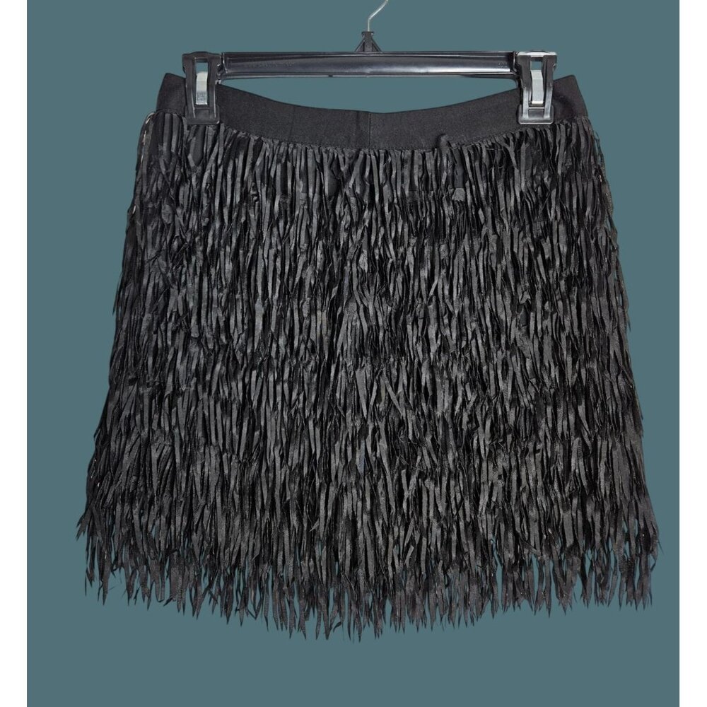 POL Black Chic Fringe Flapper Coastal Cowgirl Festival Mini Skirt Women S